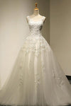 Scoop Court Train Tulle Backless Lace-up Wedding Dress With Beading,Ball Gowns Bridal Dress