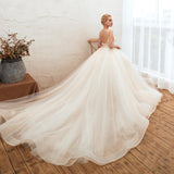 Sleeveless A-line V-neck Spaghetti Straps Embroidery Chiffon Beaded Wedding Dresses