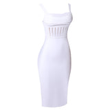 White Straps Back Slit Sleeveless Homecoming Dress