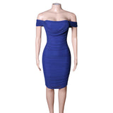 Blue Off The Shoulder Sheath Knee Length Homecoming Dress