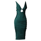 Sexy Green Deep V-Neck Bandage Hollowed Out Homecoming Dress