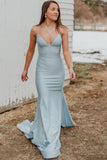 V-Neck Simple Formal Evening Dress Mermaid Long Prom Dress