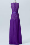 Royal Purple A Line Floor Length Jewel Neck Sleeveless Cheap Bridesmaid Dresses B157 - Ombreprom