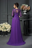 Purple A Line Brush Train Sweetheart Half Sleeve Appliques Beading Mother of the Bride Dresses M36 - Ombreprom