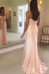Pink A Line Brush Train One Shoulder Sleeveless Chiffon Bridesmaid Dress, Wedding Party Dress B326 - Ombreprom