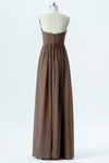 Warm Taupe A Line Floor Length Sweetheart Strapless Cheap Bridesmaid Dress B192