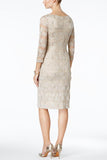 Sheath Bateau Sequins 3/4 Sleeves Lace Short Mother of the Bride Dresses - Bohogown