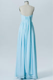 Pastel Blue A Line Floor Length Sweetheart Sleeveless Mid Back Cheap Bridesmaid Dresses B187 - Ombreprom