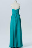 Peacock Green A Line Floor Length Sweetheart Strapless Sleeveless Cheap Bridesmaid Dresses B172 - Ombreprom