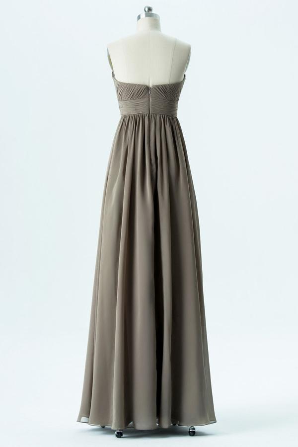 Grey A Line Floor Length Sweetheart Strapless Mid Back Cheap Bridesmaid Dress B144