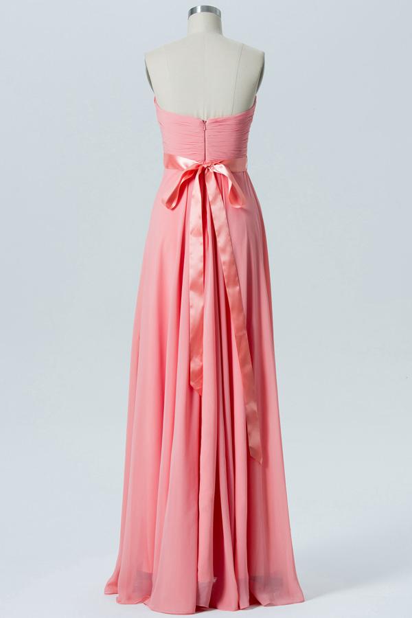 Apricot Blush A Line Floor Length Sweetheart Strapless Cheap Bridesmaid Dresses B190 - Ombreprom