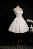 White Sweetheart Appliques Mini Dress Birthday Party Dress Homecoming Dress