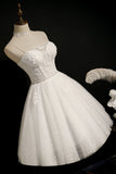 White Sweetheart Appliques Mini Dress Birthday Party Dress Homecoming Dress