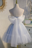 Organza Sky Blue Prom Dress Party Homecoming Dress