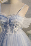 Organza Sky Blue Prom Dress Party Homecoming Dress