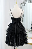 Simple Black Dress Sequins Party Dress Homecoming Dress