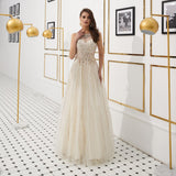Floor-length A-line Sleeveless Embroidery Beaded Prom Dresses 12-64320