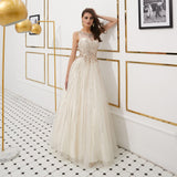 Floor-length A-line Sleeveless Embroidery Beaded Prom Dresses 12-64320