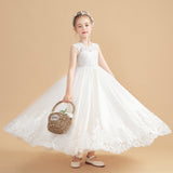 Ivory Cute Cap Sleeves Tulle Flower Girl Dress With Beading FL0003