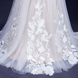 A Line Sweetheart Tulle Appliqued Wedding Dress, Strapless Tulle Bridal Dress N2349