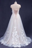 A Line Sweetheart Strapless Tulle Appliqued Wedding Dress N2349