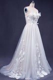 A Line Sweetheart Strapless Tulle Appliqued Wedding Dress N2349