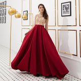 High Collar Cap Sleeves Train stain Beaded Luxury Sequins A-line Prom Dresses 12-59322