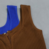 Brown V-Neck Sleeveless Knit Short Homecoming Dress