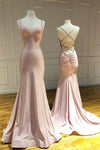 Pink Spaghetti Straps Mermaid Evening Party Dress Long Prom Dress