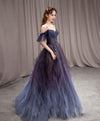 Dark Purple A-line Tulle Evening Party Dress Long Prom Dress