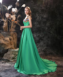 Off-the-shoulder A-line train Sweetheart Stain Handmade Flowers Evening Gowns 17-23556