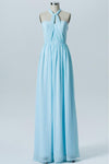 Pastel Blue A Line Floor Length Sweetheart Sleeveless Mid Back Cheap Bridesmaid Dresses B187 - Ombreprom