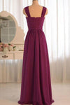 Simple Sleeveless Chiffon Strapless Floor Length Bridesmaid Dress B430