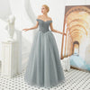Floor-length Off-the-shoulder Sweetheart Chiffon Beaded A-line Prom Dresses 13-38339