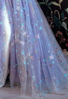 Sweetheart A-line Tulle Floral Off Shoulder Light Purple Evening Prom Dress