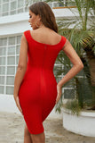 Simple Red V Neck Sleeveless Tight Short Homecoming Dress