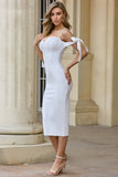 Chic White Spaghetti Straps Sleeveless Long Prom Dress