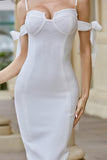 Chic White Spaghetti Straps Sleeveless Long Prom Dress