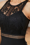 Elegant Black Sleeveless Lace Short Homecoming Dress