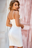 White Tulle Spaghetti Straps Lace Appliques Short Homecoming Dress