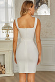 Simple White Sleeveless Split Side Short Homecoming Dress