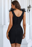 Sexy Black Tulle Sleeveless Deep V-neck Short Homecoming Dress