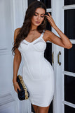 Sexy White Spaghetti Straps Mesh Perspective Homecoming Dress