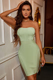 Simple Green Strapless Tight Short Homecoming Dress