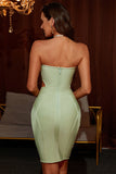 Simple Green Strapless Tight Short Homecoming Dress