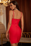 Sexy Red Chain Spaghetti Straps Short Homecoming Dress