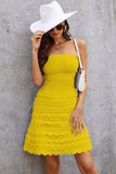 Elegant Yellow A-Line Sleeveless Strapless Short Homecoming Dress