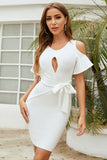 Elegant White Off The Shoulder Skin-Tight Short Homecoming Dress