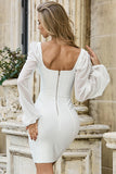 Elegant White Long Sleeves Sweetheart Tight Short Homecoming Dress