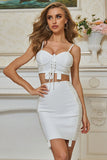 Two Pieces Spaghetti Straps Short Homecoming Dress